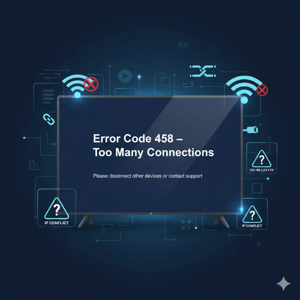 IPTV Error Code 458 Fix – Too Many Connections & IP Conflict Solution (2026)